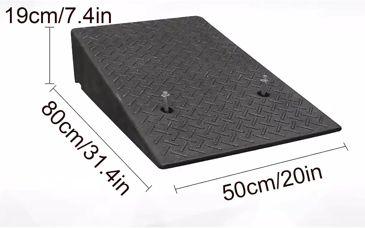 Rubber Curb ramp, high Heavy Duty Rubber Threshold ramp, Portable car ramp, Suitable for car Wheelchair Pedal, Stair Door ramps(50 * 80 * 19cm/20 * 31.4 * 7.4in)