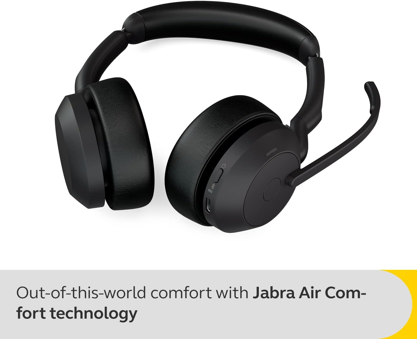 Jabra Evolve2 55 Stereo Wireless Headset - Features AirComfort Technology, Noise-Cancelling Mics & Active Noise Cancellation - Works with UC Platforms Such as Zoom & Google Meet - Black