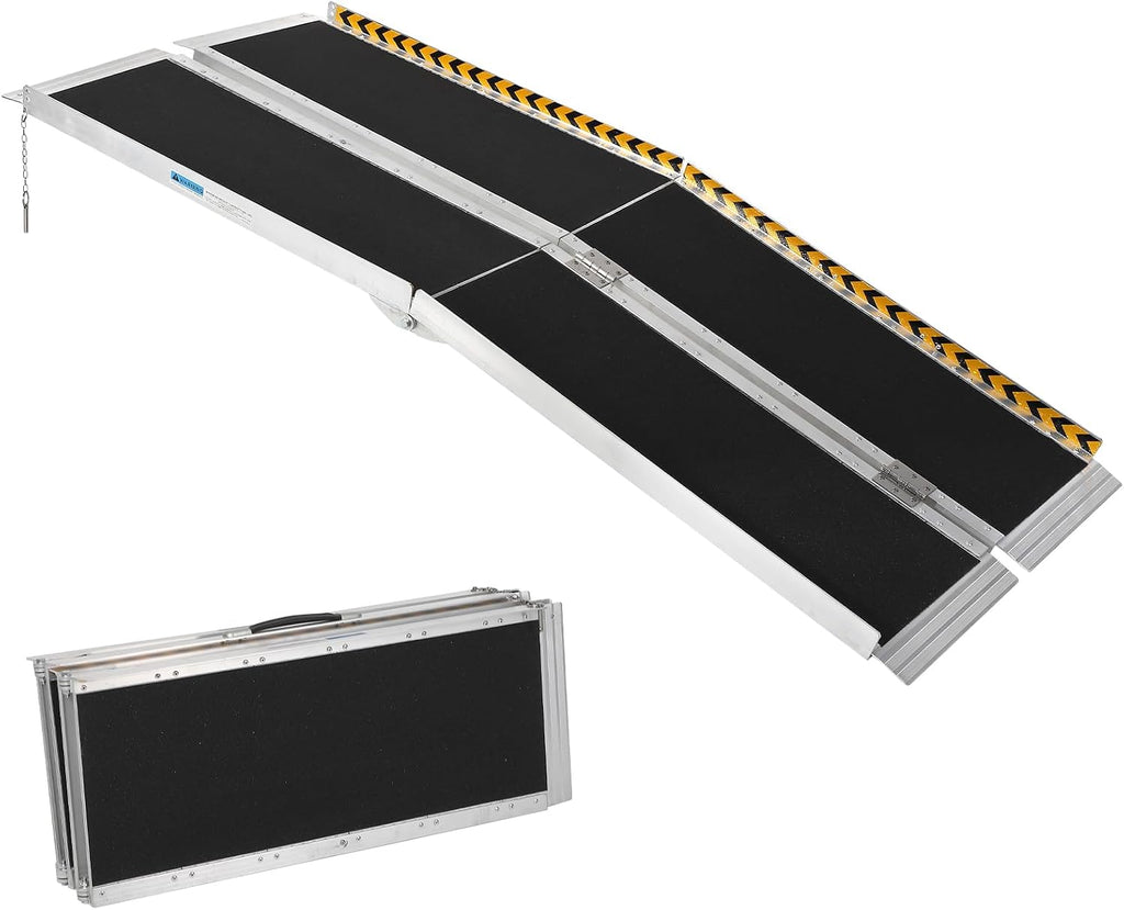 Portable Wheelchair Ramp 6FT, Non-Slip Aluminum Folding Handicap Ramp, Door Threshold Wheelchair Ramps Aluminum Ramp with Non-Skid Surface & Reflective Strips