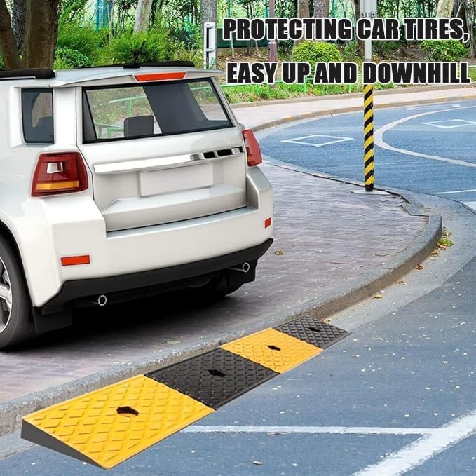 Rubber Curb Ramp, Portable Threshold Ramp, 1.2-6' Rise Entry Slope Ramp, Splicable Step Pad for Home/Front Door/Yard/Patio/Entry(100 * 25 * 10cm/39 * 10 * 4in)