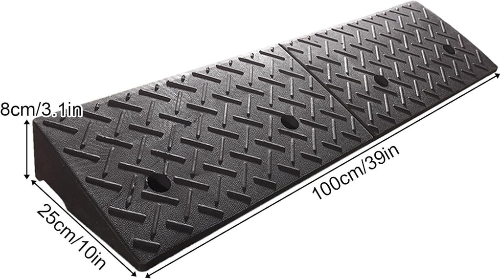 Rubber and Plastic Curb Ramp, Multiple, Threshold Ramp, Strong Load-Bearing, Suitable for Entryway, Bike, Pets, Sidewalk(100 * 25 * 8cm/39 * 10 * 3.1in)