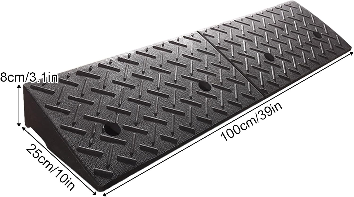 Rubber and Plastic Curb Ramp, Multiple, Threshold Ramp, Strong Load-Bearing, Suitable for Entryway, Bike, Pets, Sidewalk(100 * 25 * 8cm/39 * 10 * 3.1in)