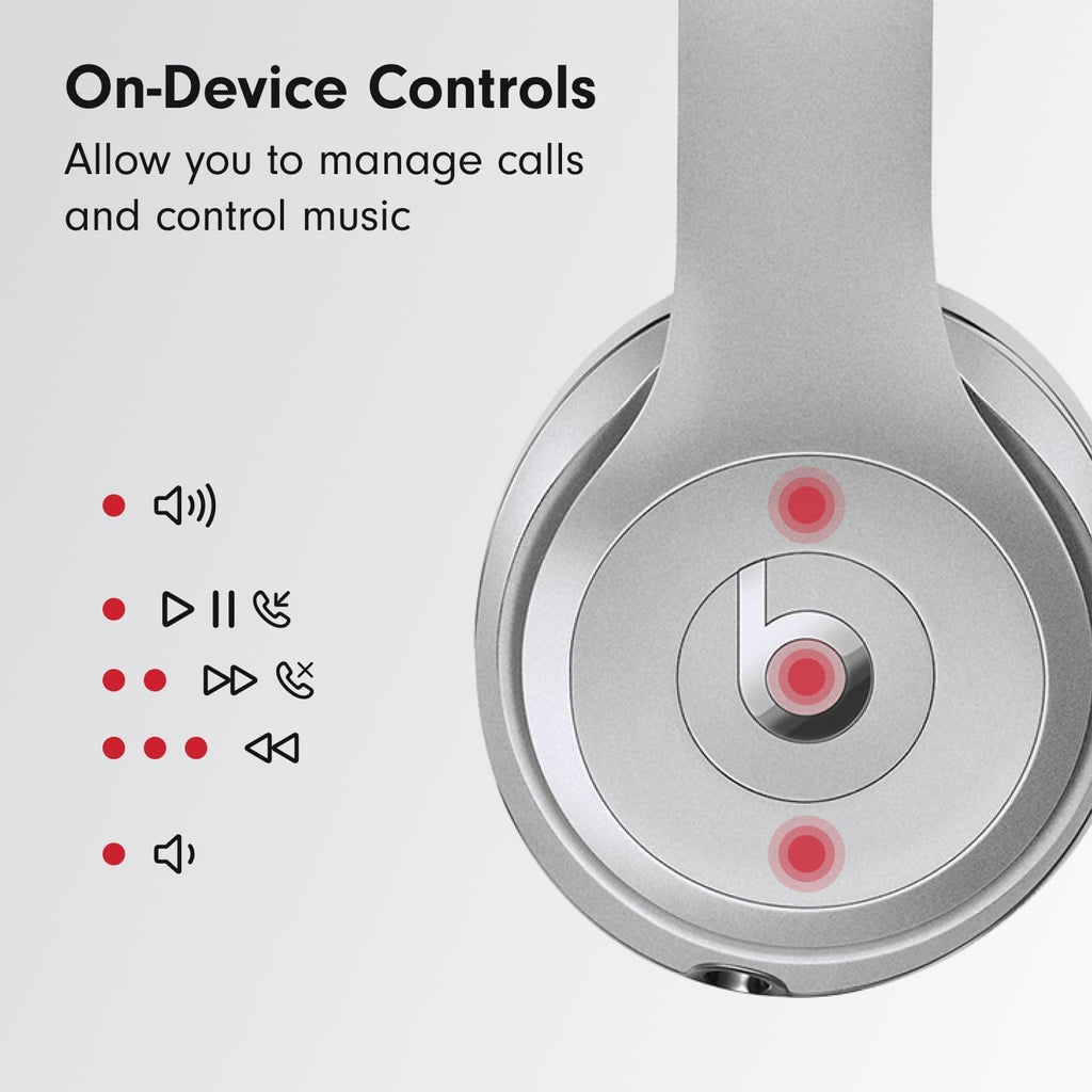 Beats Solo3 Wireless On-Ear Headphones - Silver (2024 Model) (Renewed)