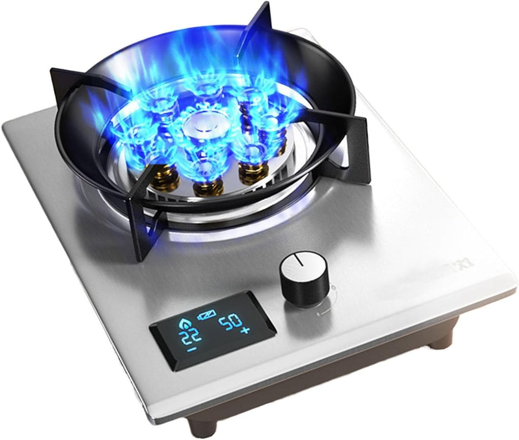 Gas Stove,Stainless Steel Cooktop,Liquefied Gas Furnace,Desktop Embedded with Flame Out Protection,Suitable for Outdoor Camping in Apartments,1 Burners