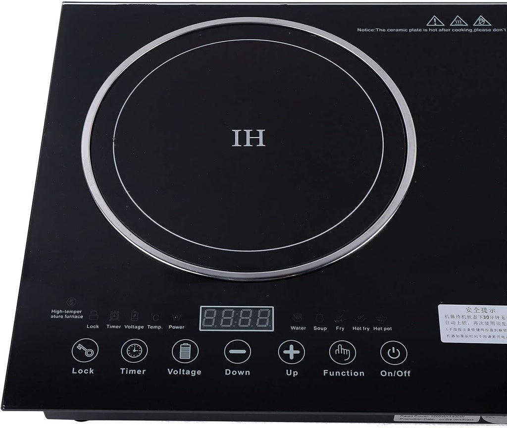 Dual Induction Cooker Cooktop Digital Hot Plate Digital Electric Countertop Burner Touch Sensor Control Stove Dual Hot Plate 8 Gear Firepower Induction cooker + Ceramic-Cooker (1200W+1400W)