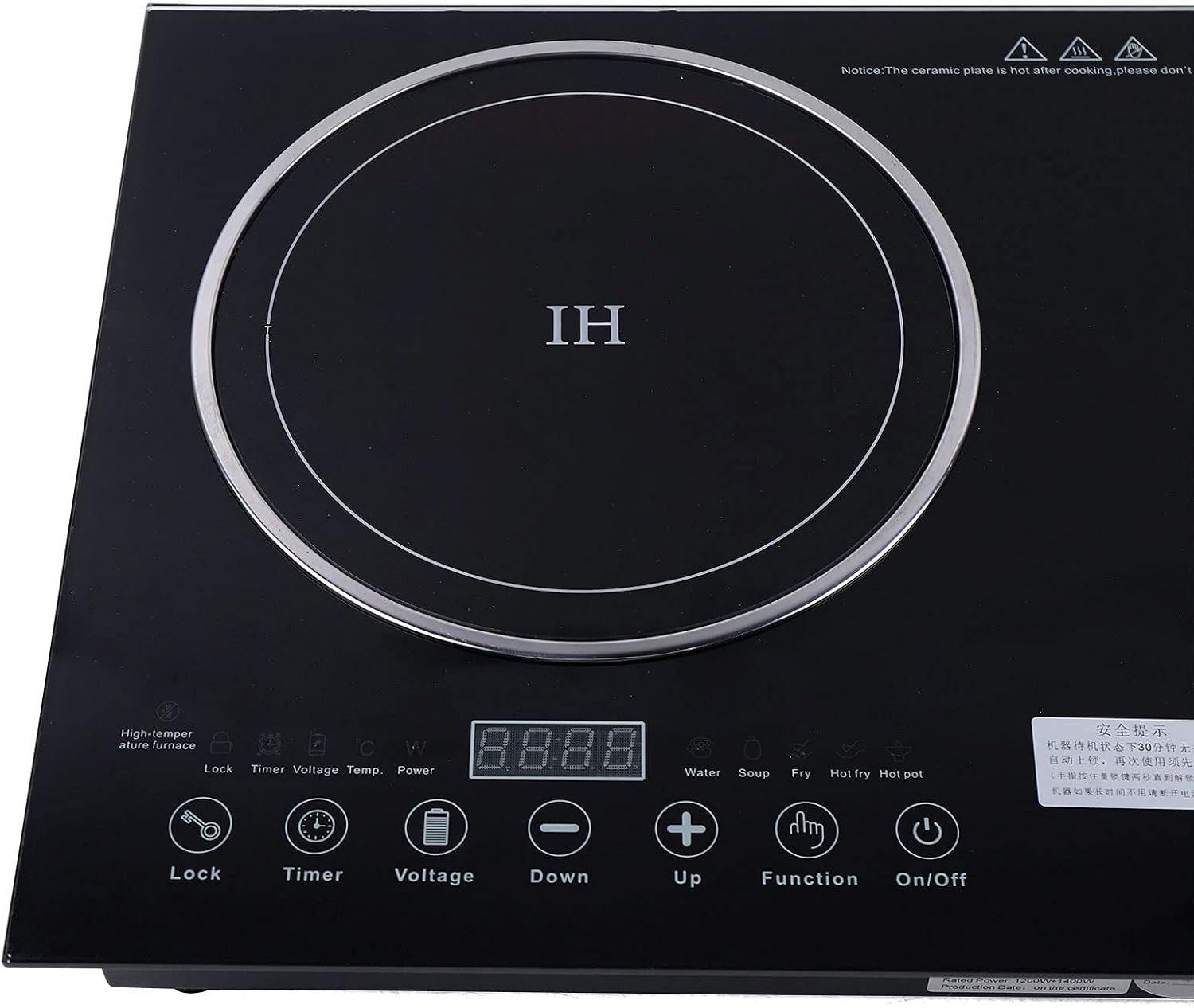 Dual Induction Cooker Cooktop Digital Hot Plate Digital Electric Countertop Burner Touch Sensor Control Stove Dual Hot Plate 8 Gear Firepower Induction cooker + Ceramic-Cooker (1200W+1400W)