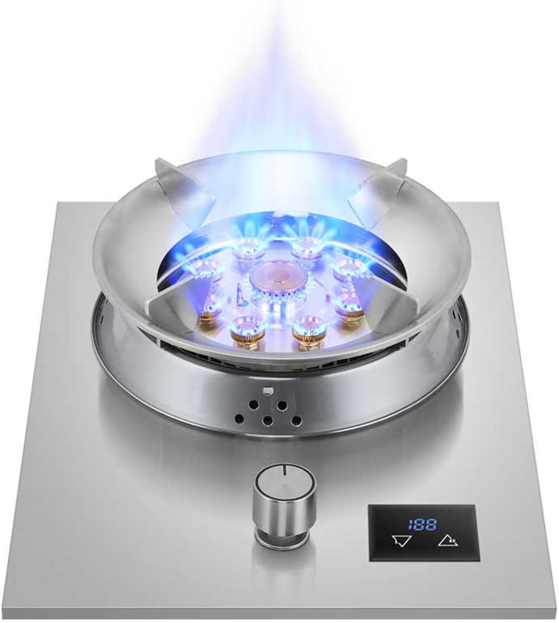 Gas Stove 1 Burner,5.2KW Nine-Chamber High Fire With Timer,Stainless Steel Natural Gas/Liquefied Gas Conversion Stove,with Flameout Protection(NG)