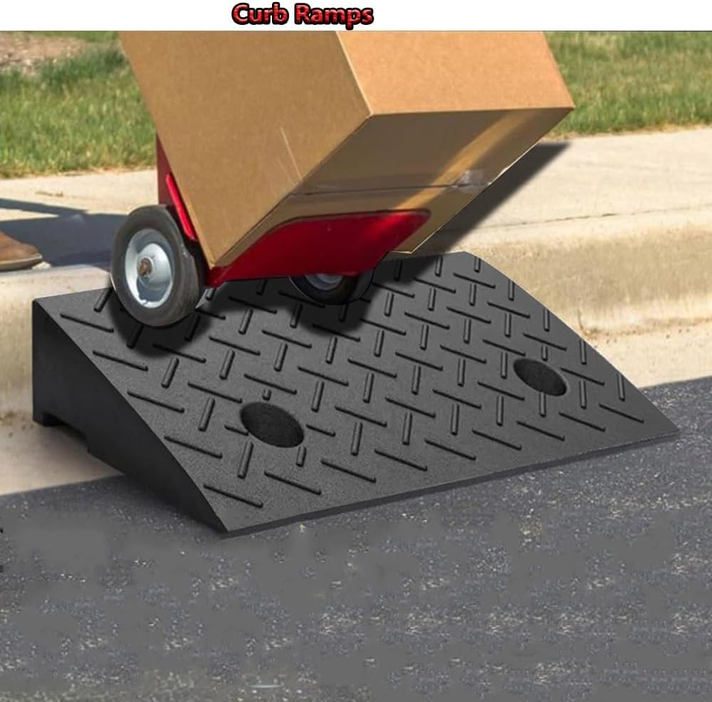 Curb ramp,Driveway ramp, 2' 8' Rise Non-Slip Wheelchair Threshold Ramp Heavy Duty Driveway Ramps for Doorway Sidewalk Garage(H 18 CM/7')