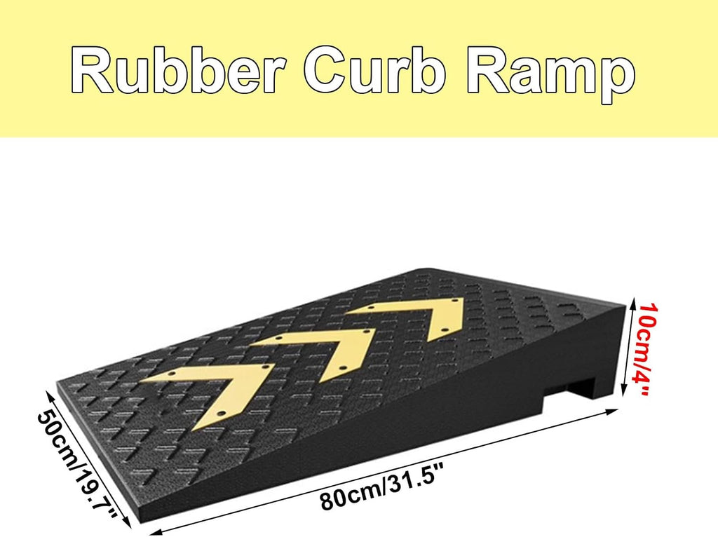 Rubber Portable Curb Ramp Kerb Ramp Heavy Duty Threshold Ramp Nonslip Door Step Ramp for Scooter Garage Truck Motorcycle Sidewalk 1 Pack(High 10cm/4')