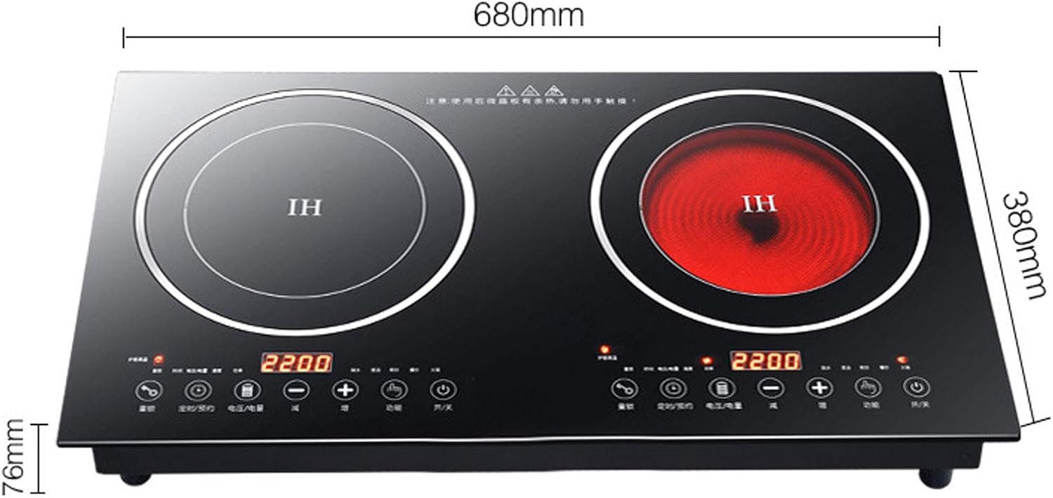 Electric Cooktop,Ceramic Cooktop,Touch-adjustable Control Built-in Radiant Stove,Portable Electric Induction Cooker with 2 Burners