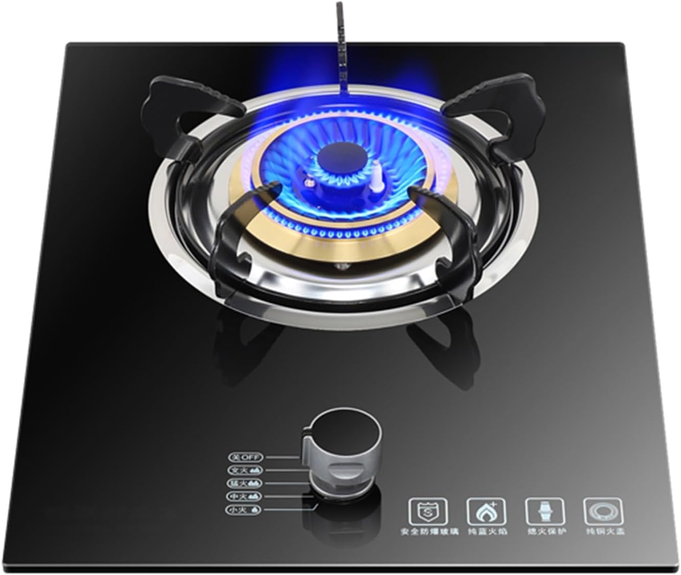 Portable Gas Stove,1 Burner Propane Stove,Tempered Glass Max 15354BTU with Pulse Electronic Ignition for Indoor Kitchen, Open Kitchen and Apartment (Color : Black, Size : NG)
