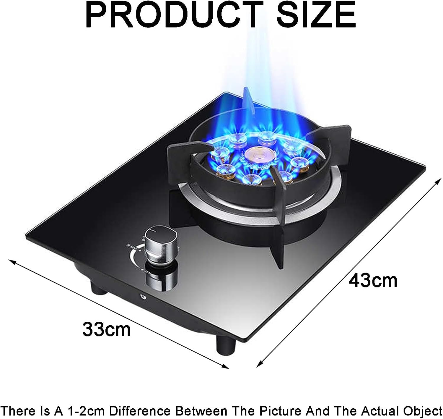 Gas Stove 1 Burner,4.2KW High Flame Tempered Glass Gas Stove,Natural Gas/Liquefied Gas Conversion Stove,Desktop or Embedded,with Flameout Protection(LPG)