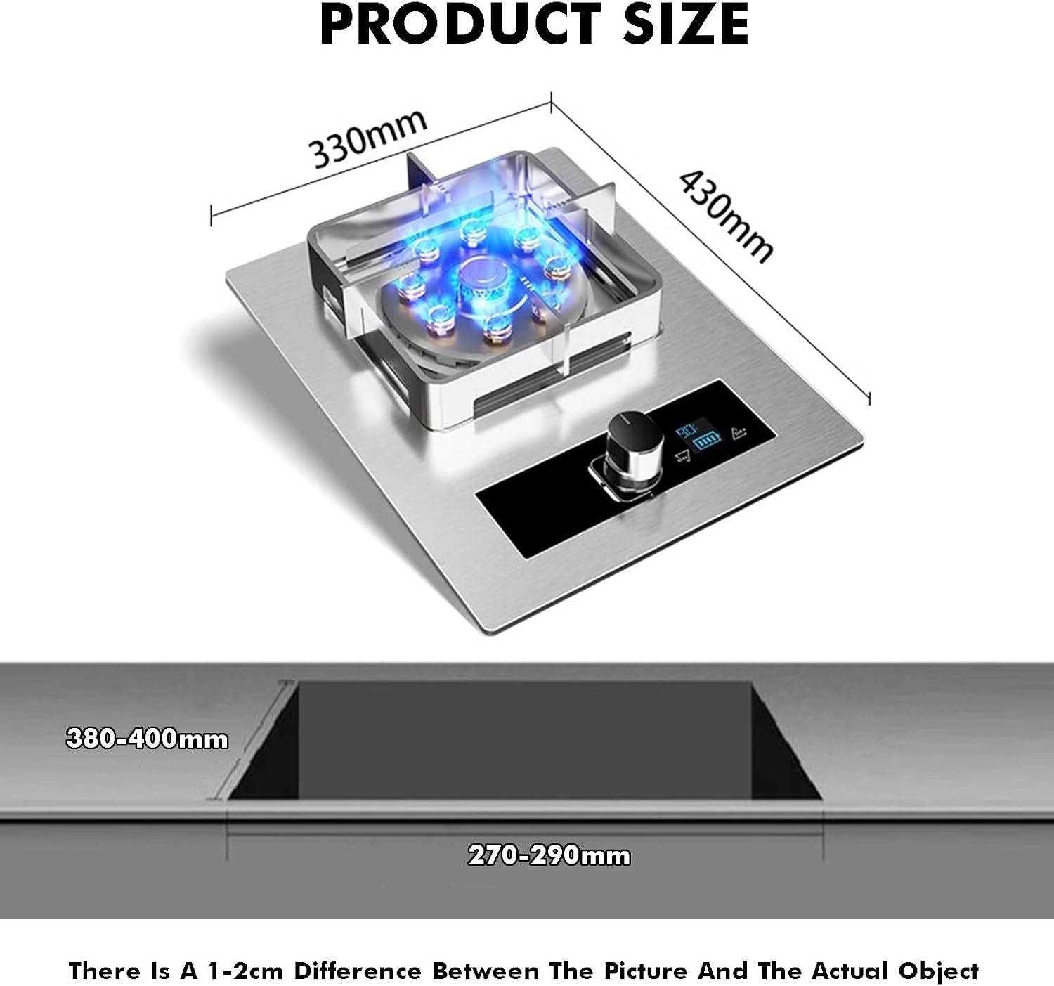 Single Burner Gas Stove,5.2kW Nine-Cavity High Fire,Tempered Glass,with Timer and Flameout Safety for Home Kitchen(NG)