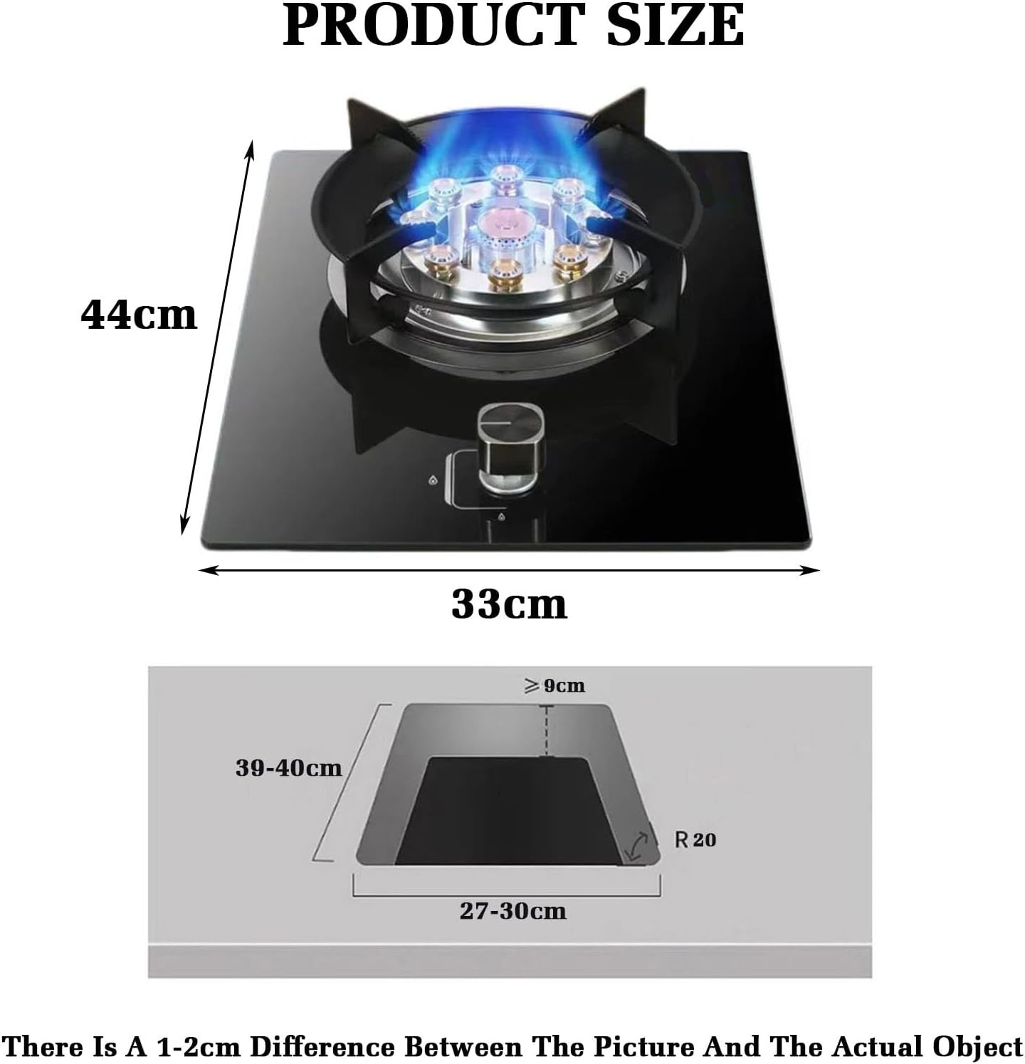 Gas Stove with 1 Burner,5.2KW Nine-Chamber Fierce Flame Stove,Gas/LP Gas Conversion,with Flame Out Protection,for Home Kitchens(LPG)