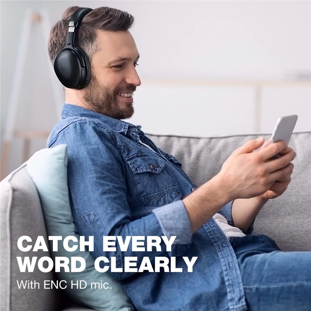 Active Noise Cancelling Over-Ear Headphones Foldable Bluetooth Headsets with Mic, HD Aptx Lossless Sound Quality, for Online Learning, School, Travel