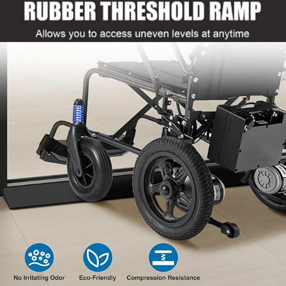0.6' Rise Wheelchair Threshold Ramp Solid Rubber Entry Curb Ramp Non-Slip Door Ramps Wheelchair Ramp For Home Entrance, Load Capacity 3000 LBS(Height: 5.5cm/2.16in)
