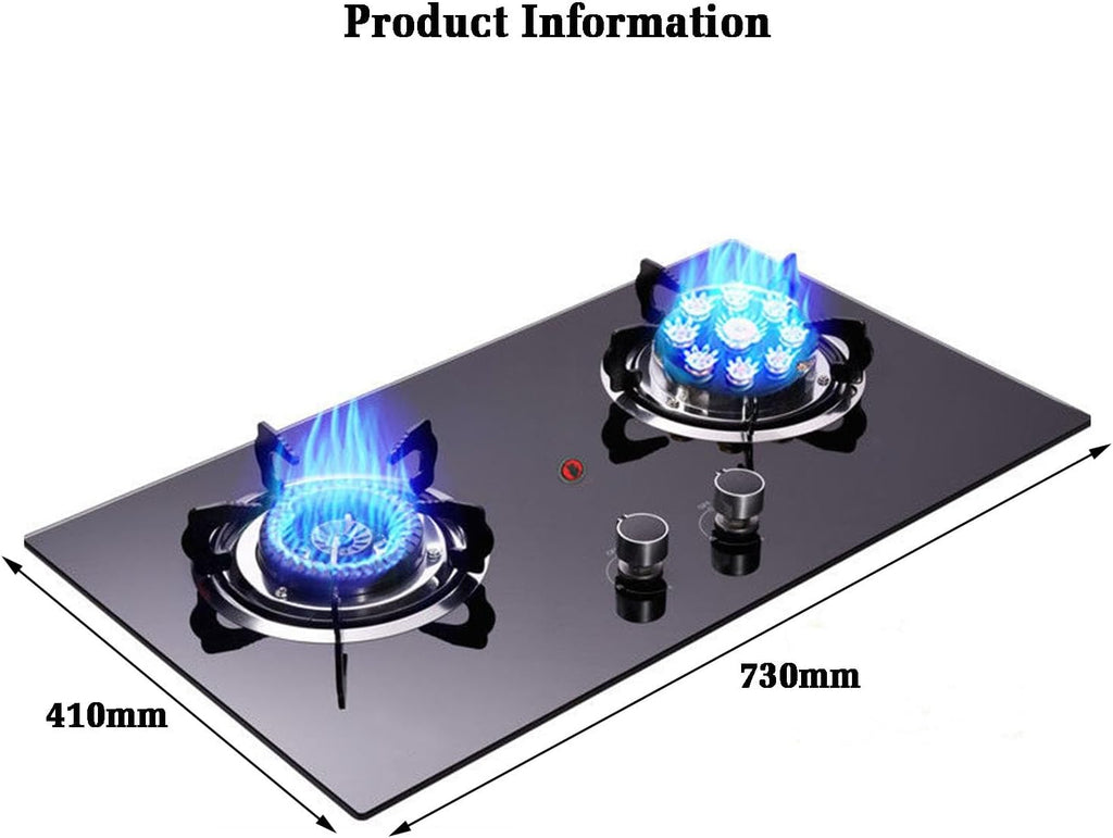 Propane Stove,2 Burners Portable Propane Stove,tempered Glass Gas Cooktop,Maximum 17742.4BTU Great for Food Trucks and Family Restaurants (Color : LPG, Size : Style 1)
