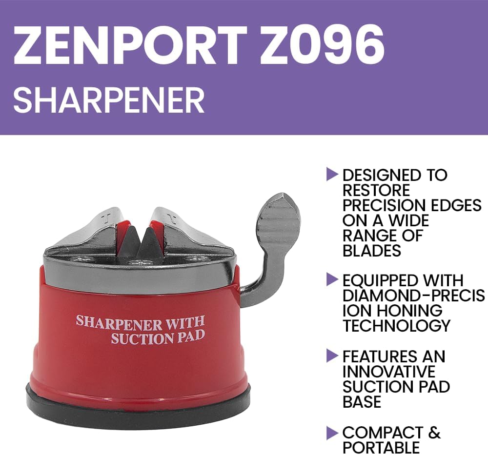 Zenport Z096 Blade Sharpener with Suction Attachment, Red - 10 Pack