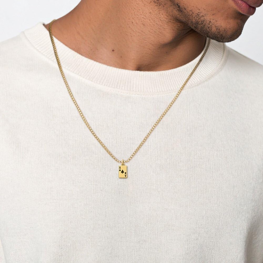 IceCarats 14K Yellow Gold Ace of Spades Pendant Necklace, 18mm 3/4 inch | Polished, Solid, Medium