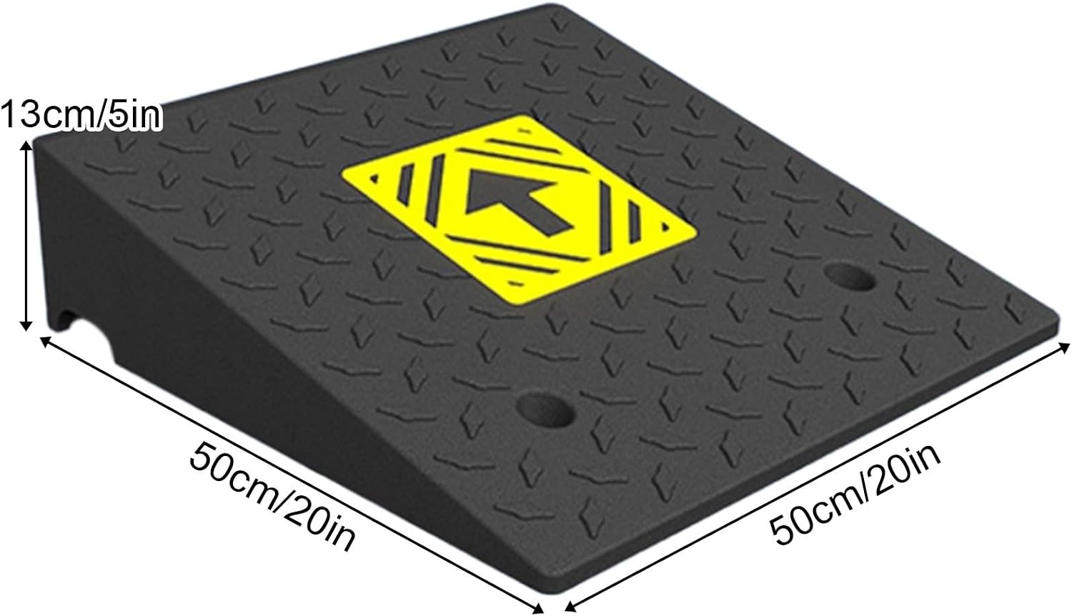 Heavy Duty 6614lb/3000kg Curb Ramp, Non-Slip Surface, Threshold Ramp with Yellow Arrow, Suitable for Car, Motorcycle, Bike, Wheelchair(50 * 50 * 13cm/20 * 20 * 5in)