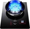 Gas Cooktop 1 Burner,Stainless Steel Countertop Stove,5.2kw 9-Cavity High-fire Timer,Black Tempered Glass,with Flameout Protection,for Home Kitchen(LPG)