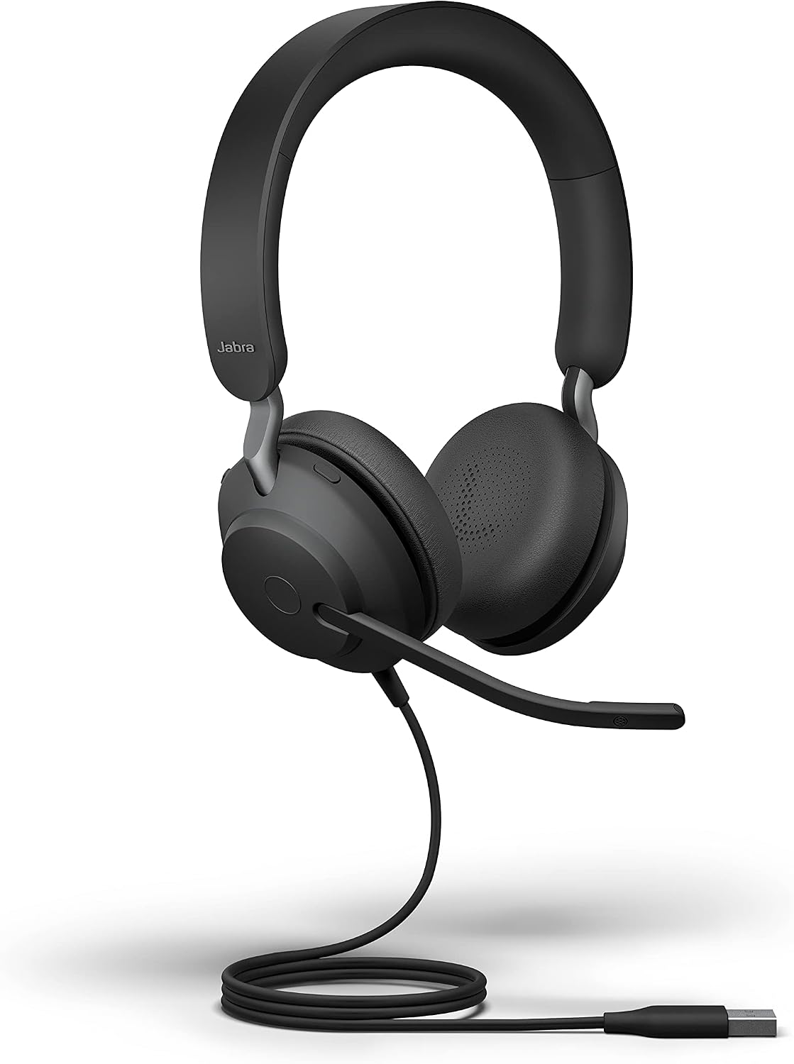 Jabra Evolve2 40 SE Wired Stereo Noise-Cancelling Headset - Features 3-Microphone Call Technology and USB-A Cable - MS Teams Certified, Works with All Other Platforms - Black