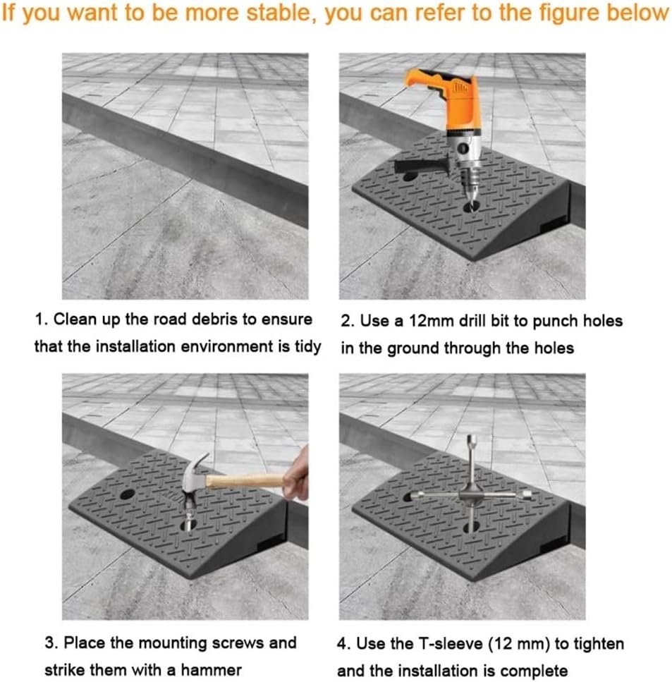 Driveway Curb Ramp 10' Rise Rubber Threshold Ramp Heavy Duty Loading Ramp Doorway Wheelchair Ramp For Shed Garage Car Loading Dock Trucks(50 * 100 * 22cm/20 * 39 * 8.7in)