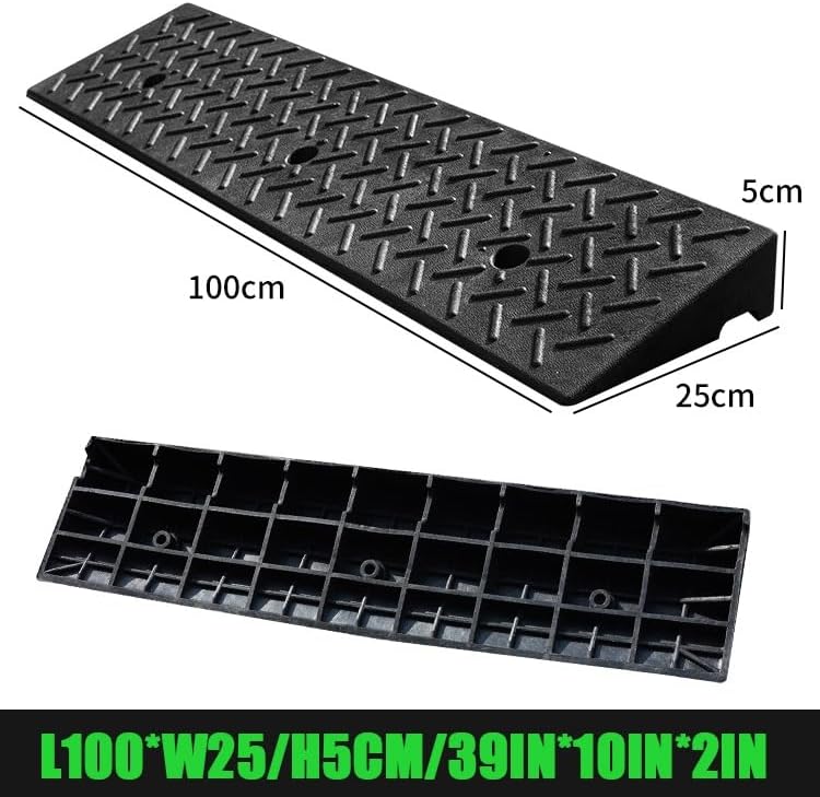 Driveway Curb Ramp, 4in Rise Threshold Ramp Portable, Heavy Duty Loading Ramp, Rubber Wheelchair Ramp for Home/Front Door/Yard/Patio/Entry(100 * 25 * 5cm/39 * 10 * 2in)