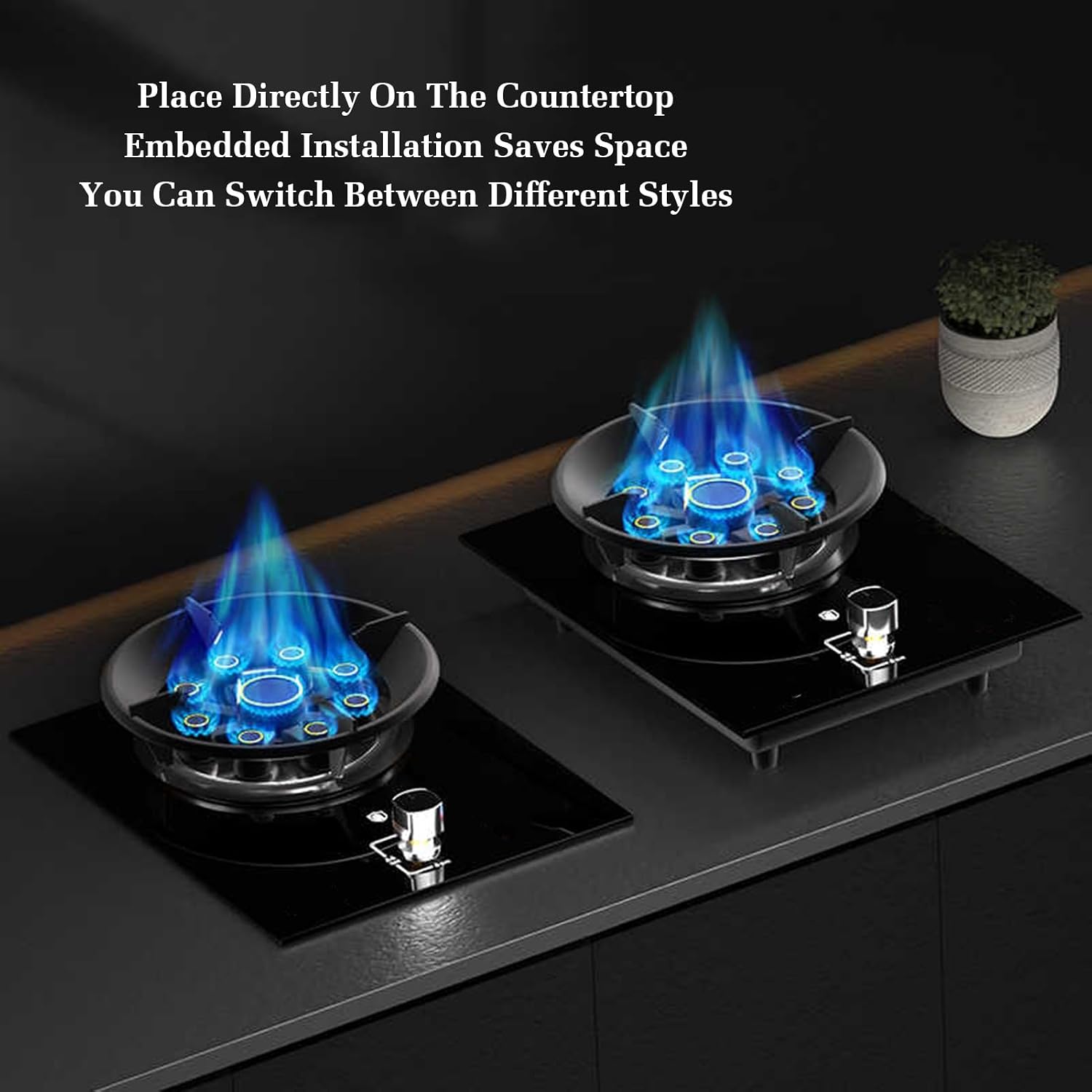 Gas Cooker 1 Burner,Tempered Glass Cooktop 5.2KW,Timer (Independent Both Sides),Accidental Flameout Protection Device,NG/LPG Gas Conversion(NG)
