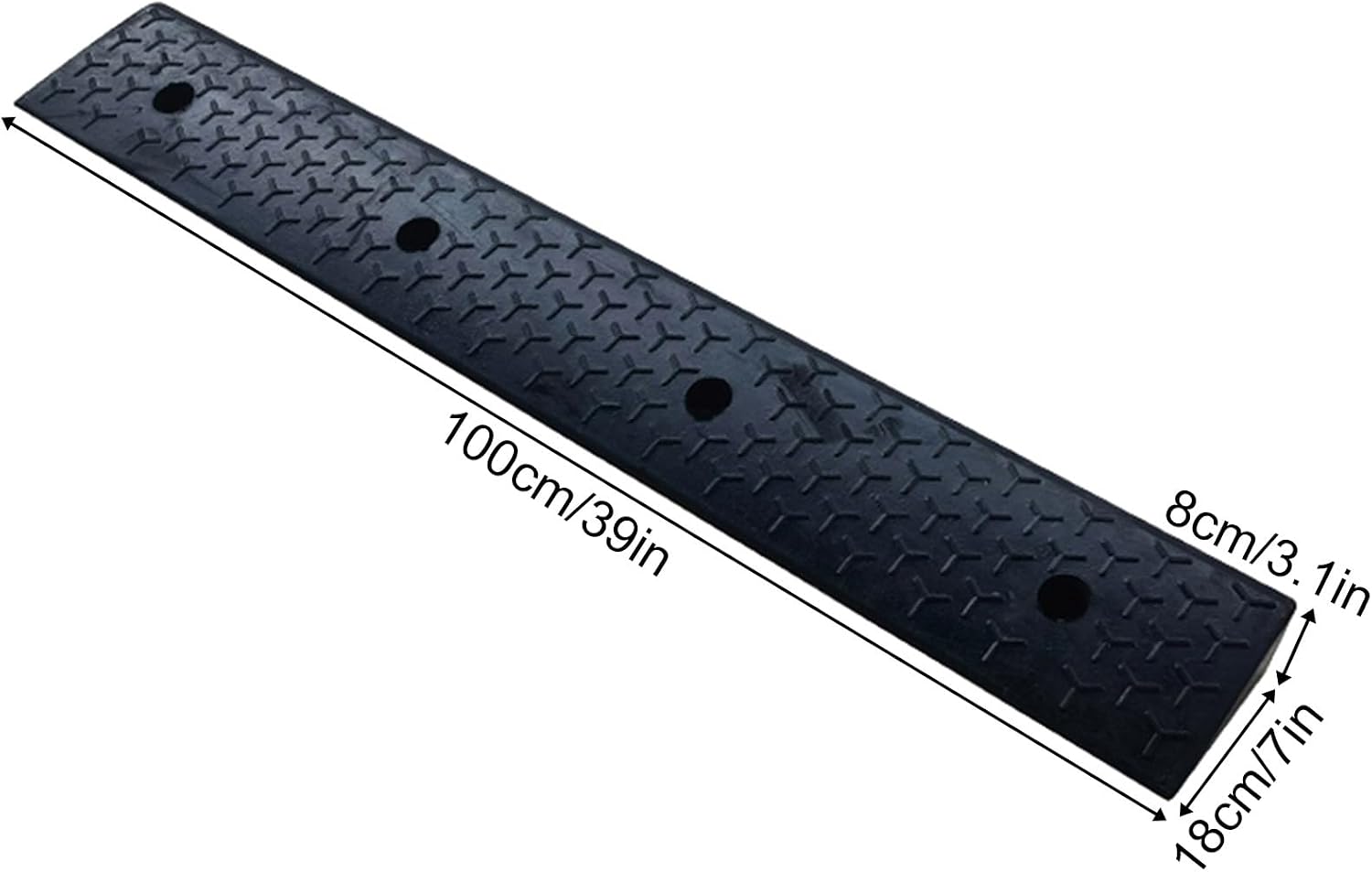 Threshold Ramp for Outdoor Door, Multiple, Sturdy Solid Rubber Curb Ramp for Wheelchair, Bike, Easy Installation(100 * 18 * 8cm/39 * 7 * 3.1in)