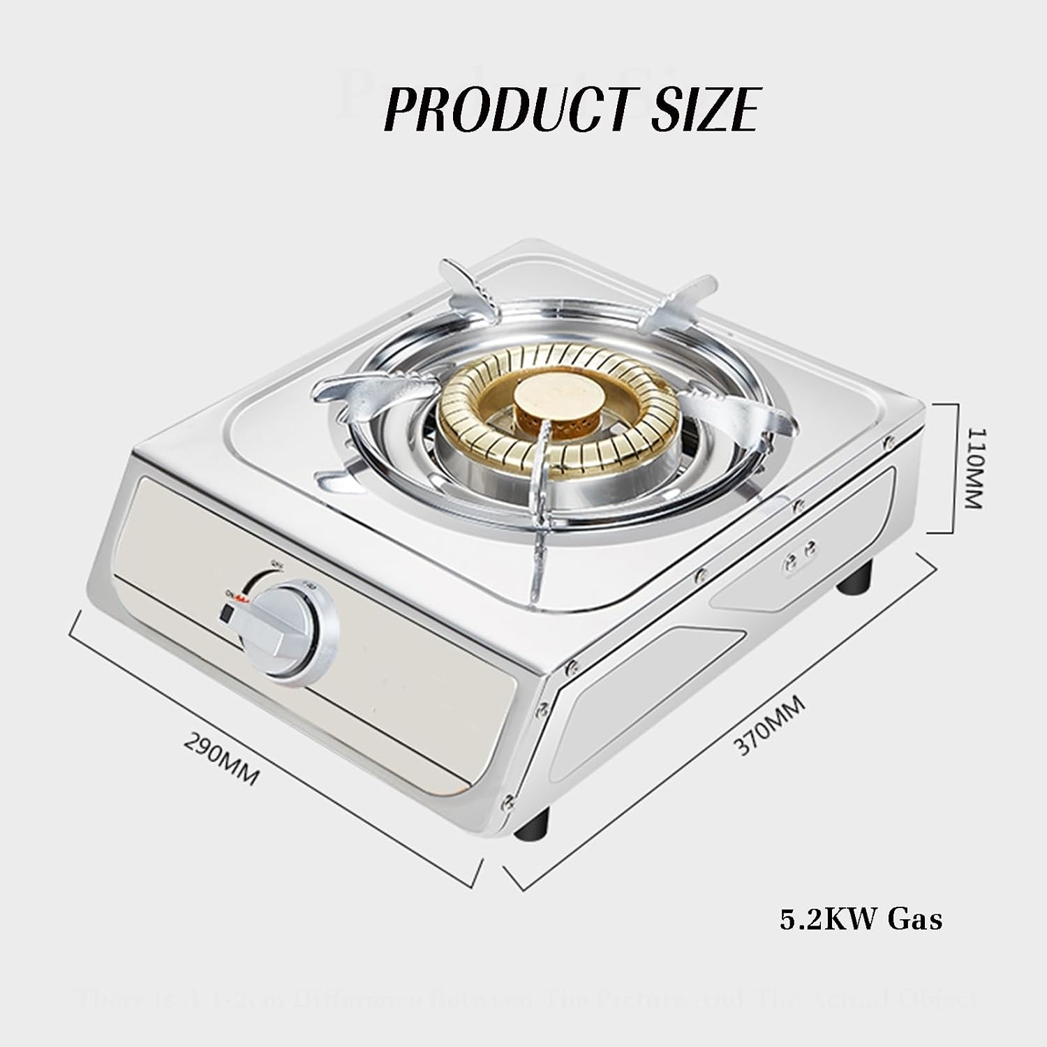 Single Burner Gas Stove,Energy-Gathering Direct-fire Bottled Liquefied Gas with Flameout Protection, Stainless Steel,Ideal for Kitchens,Apartments