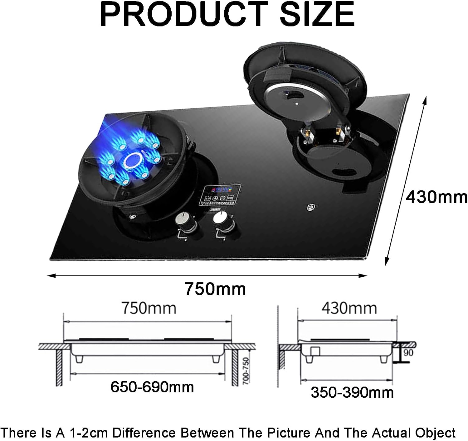 Gas Stove Double Burner,Tempered Glass Cooktop,Flip-top Gas Stove,NG/LPG Convertible Stove,with Flameout Protection and Double-sided Timing(LPG)