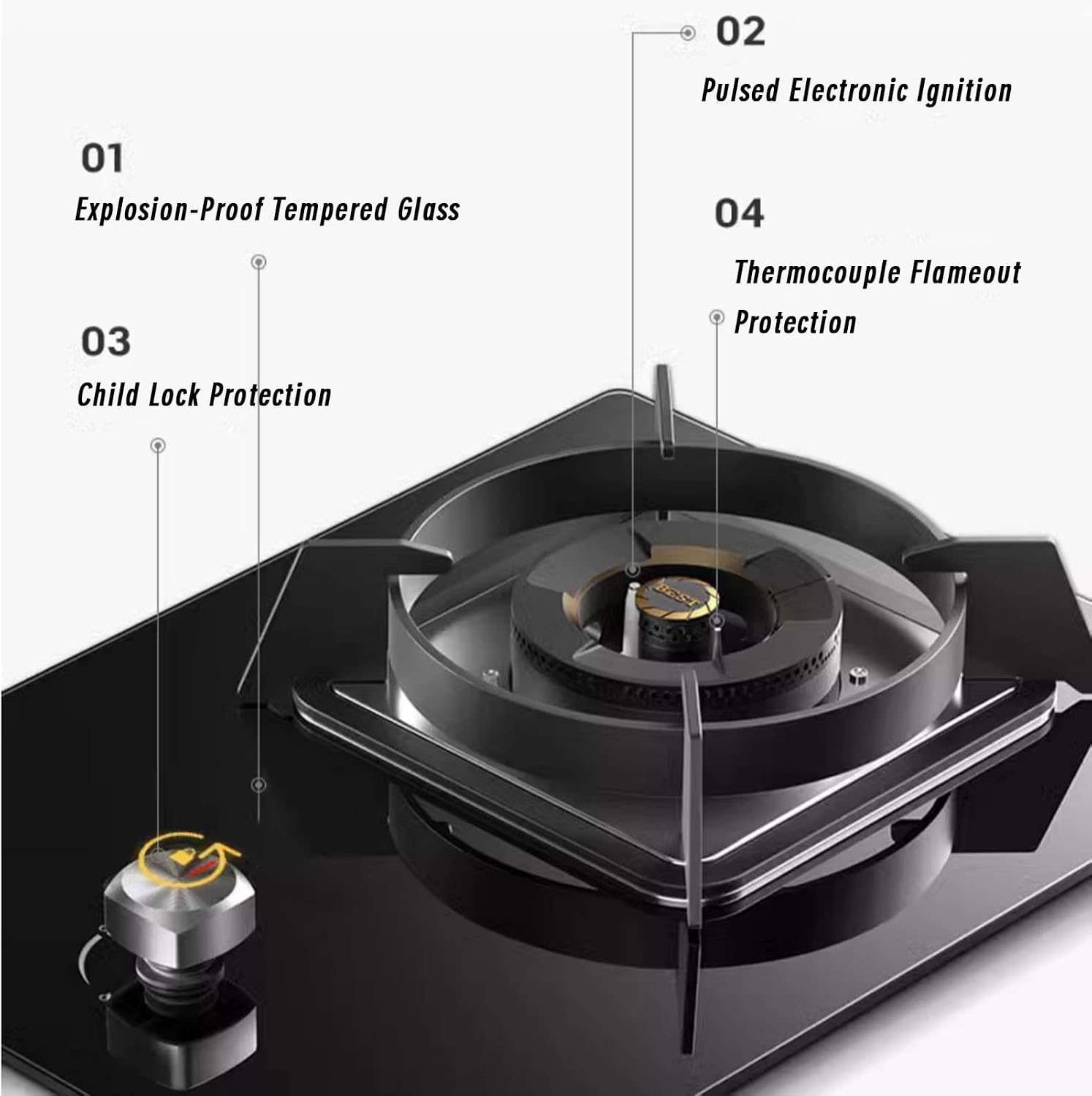 Portable Gas Stove,Single Burner Propane Stove,Max 17742.4BTU with Pulse Electronic Ignition Tempered Glass Suitable for Apartments Kitchens and More (Color : NG)
