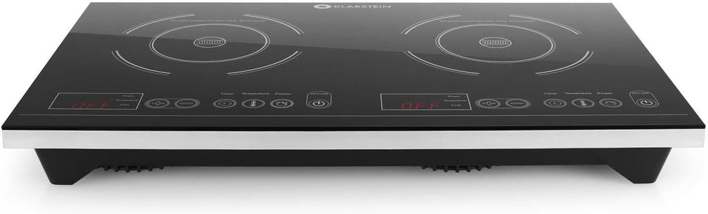 Klarstein VariCook XL - Double Plan de cuisson à Induction, 3100 W : 1300 w ou 1800 W, 10 niveaux de Puissance, Timer, écran LED, commande Tactile, Noir