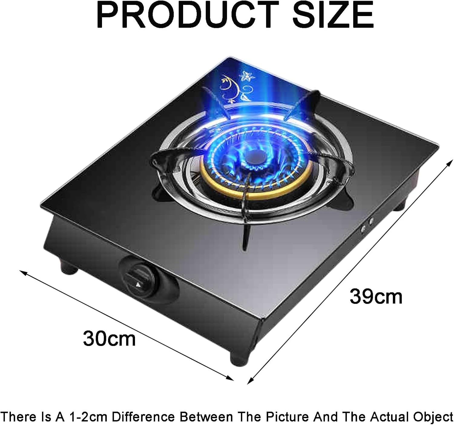 Gas Stove 1 Burner,4.0KW Four-Ring High Flame,Black Tempered Glass Gas Stove,Natural Gas/Liquefied Gas Conversion Stove,with Automatic Flameout(NG)