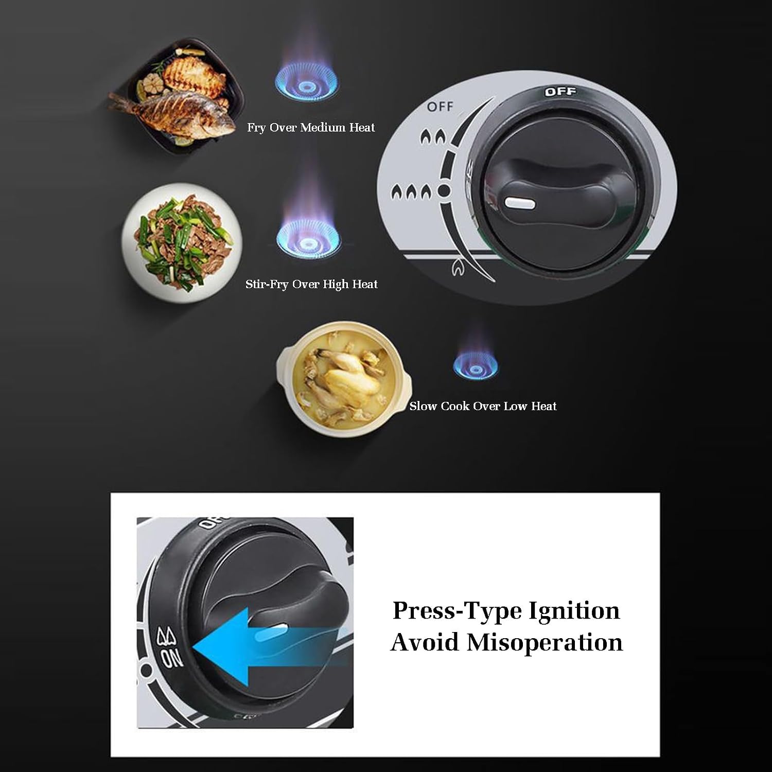 37cm Gas Stove,Single Burner,5.2KW Gas Stove,Gas/LP Gas Conversion Stove,with Flameout Protection,for Home Kitchen(LPG)