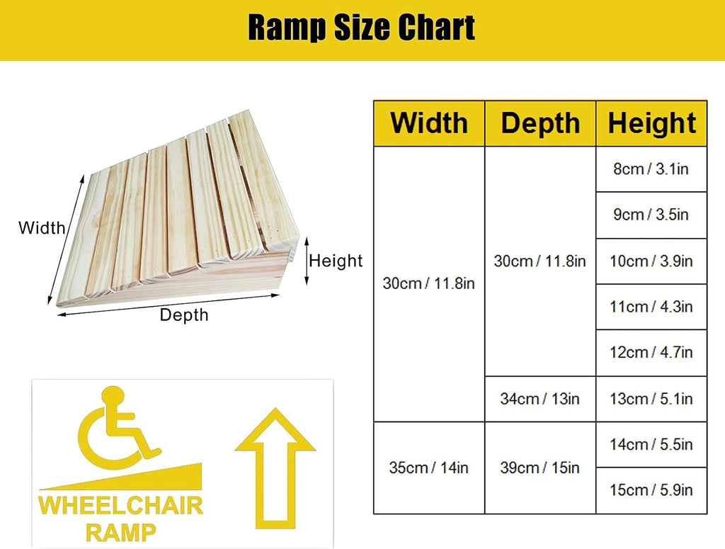 Non-Slip Garage Door Ramp 3inch/4inch/5inch/6inch Rise,Portable Handicap Threshold for Curb,Garden,Steps,Elderly,Wheelchairs (Size : 9cm/3.5in)