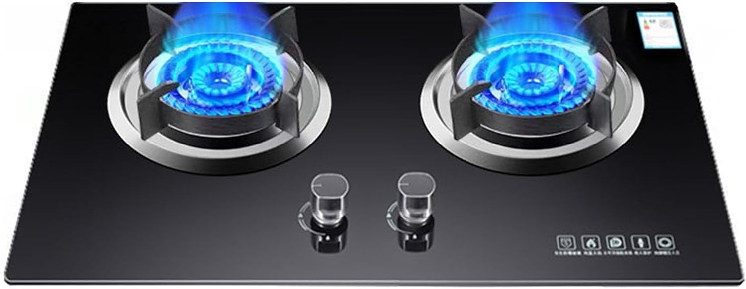 Propane Stove,2 Burners Portable Propane Stove,tempered Glass Gas Cooktop,Maximum 15354BTU for Food Trucks and Family Restaurants(black) (Color : LPG, Size : Style 2)