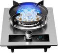 Gas Stove with 1 Burner,7.2KW Camping Gas Cooker,Kitchen Counter Top Stove,Independent Timer Both Sides,with Flameout Protection,for Home Kitchen(LPG)
