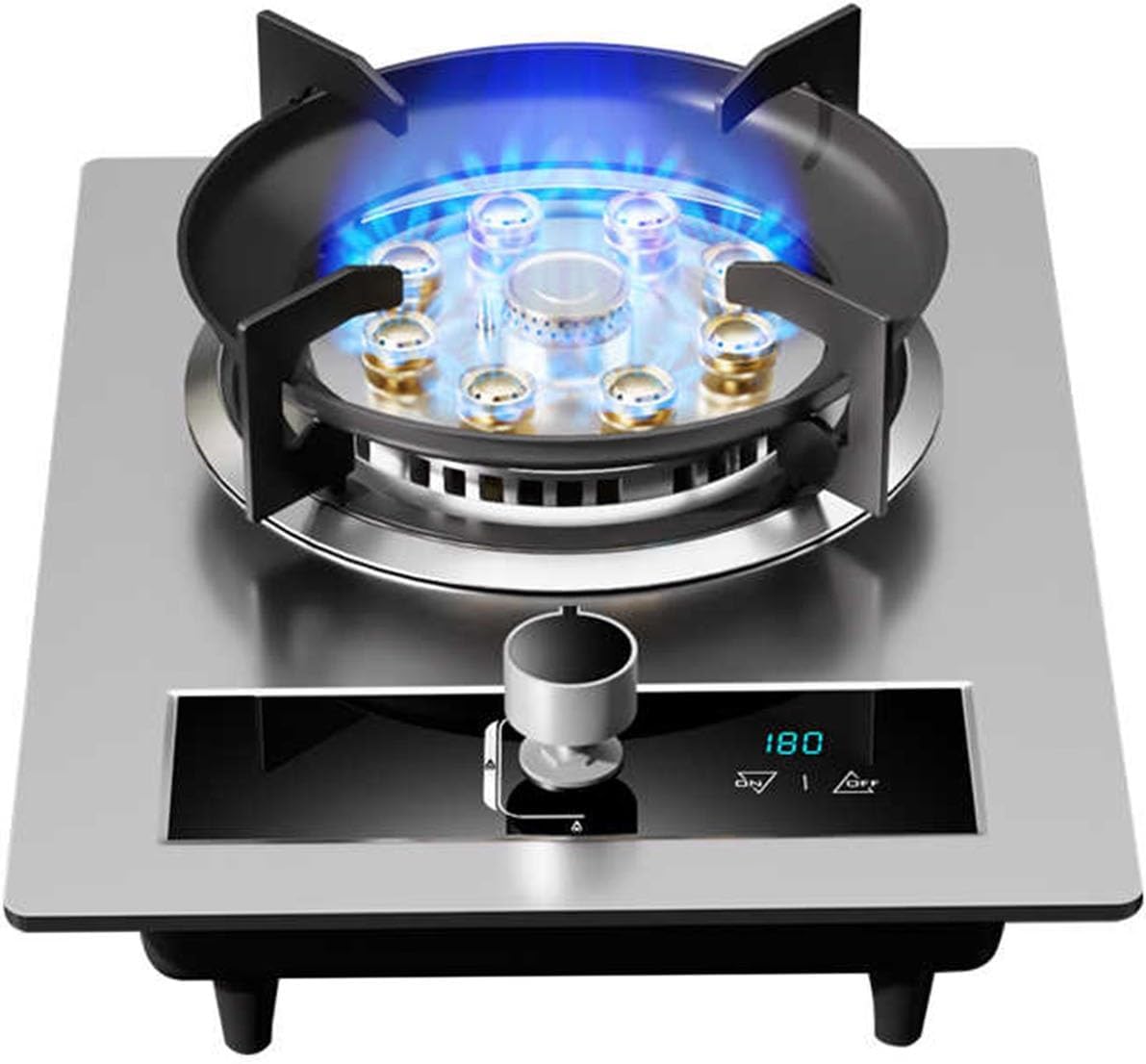 Gas Stove with 1 Burner,7.2KW Camping Gas Cooker,Kitchen Counter Top Stove,Independent Timer Both Sides,with Flameout Protection,for Home Kitchen(LPG)