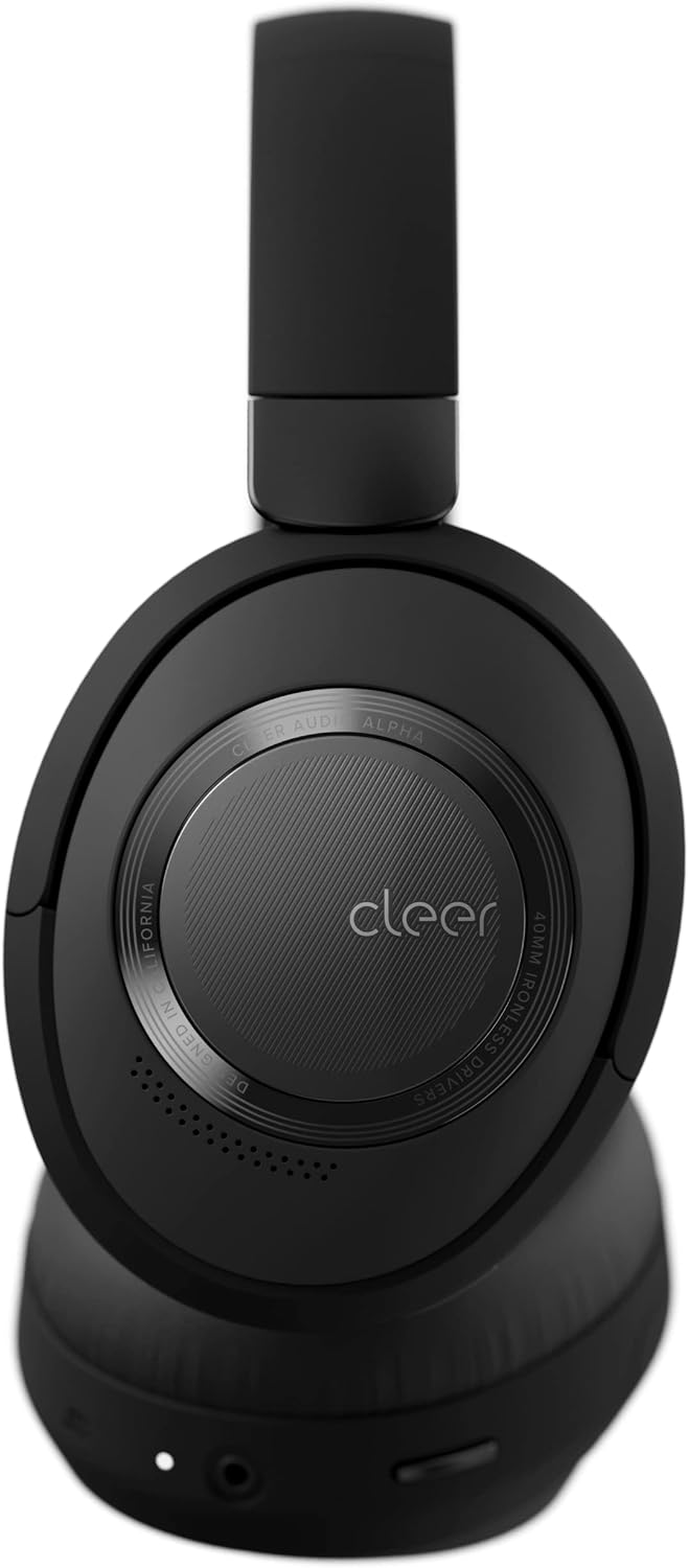 Cleer Audio Alpha Adaptive Active Noise Canceling Bluetooth Headphones, Dual-Microphone, Touch Controls, 35 Hr Battery Life, Multipoint Connection, Dirac Spatial Audio, App, Midnight Black