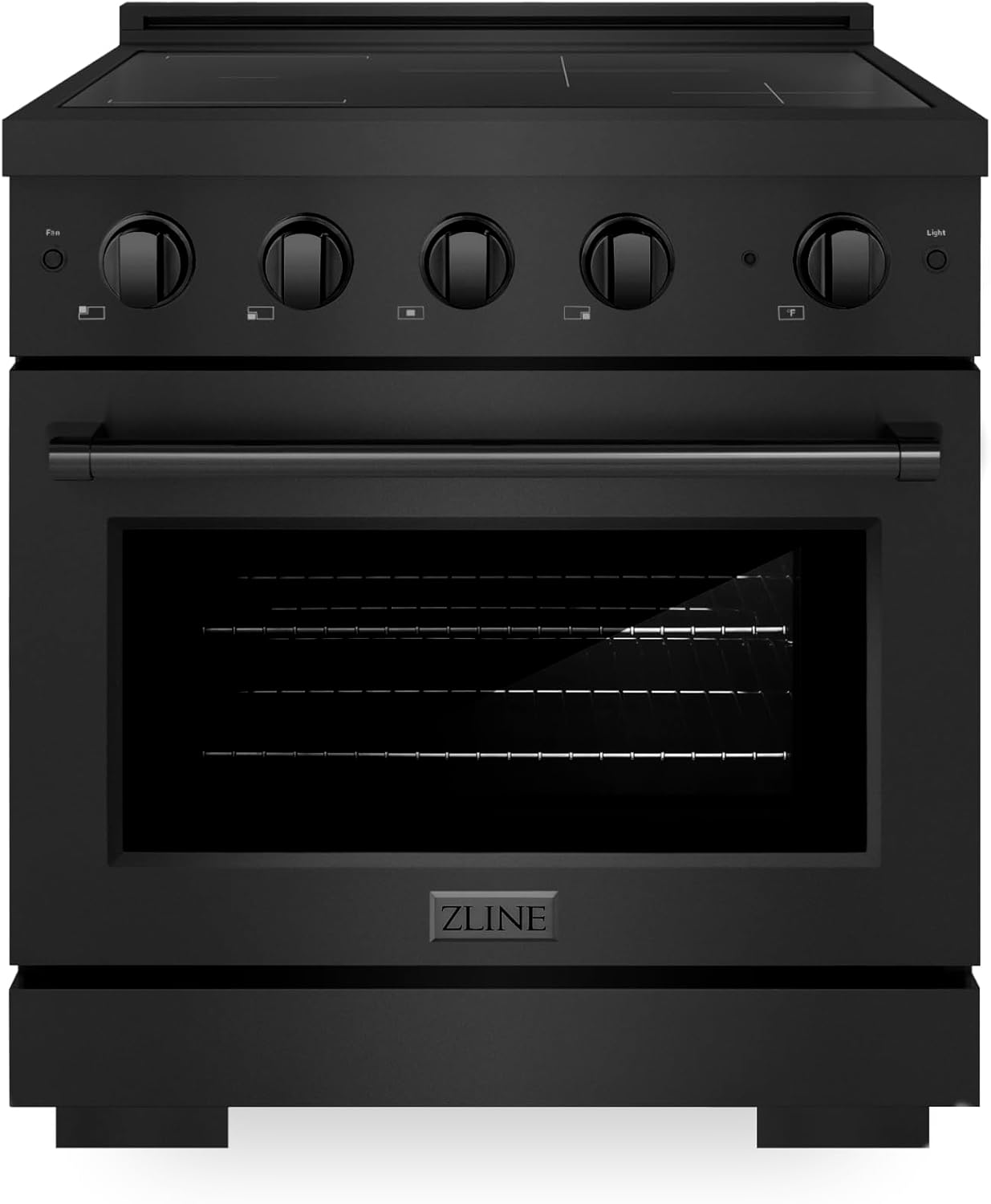 ZLINE 30 in. 4.2 cu. ft. Paramount Induction Range with 4 Element Cooktop and Electric Convection Oven in Black Stainless Steel (SINRB-30)