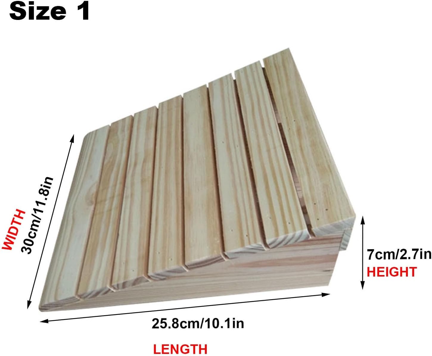 Wooden Threshold Ramp 2-6inch Door Ramp Home Non-Slip Entry Ramp or Doorways Curbs Step Transition Ramps for Wheelchair Walkers Car Motorcycle (Size : 25.8x30x7cm)