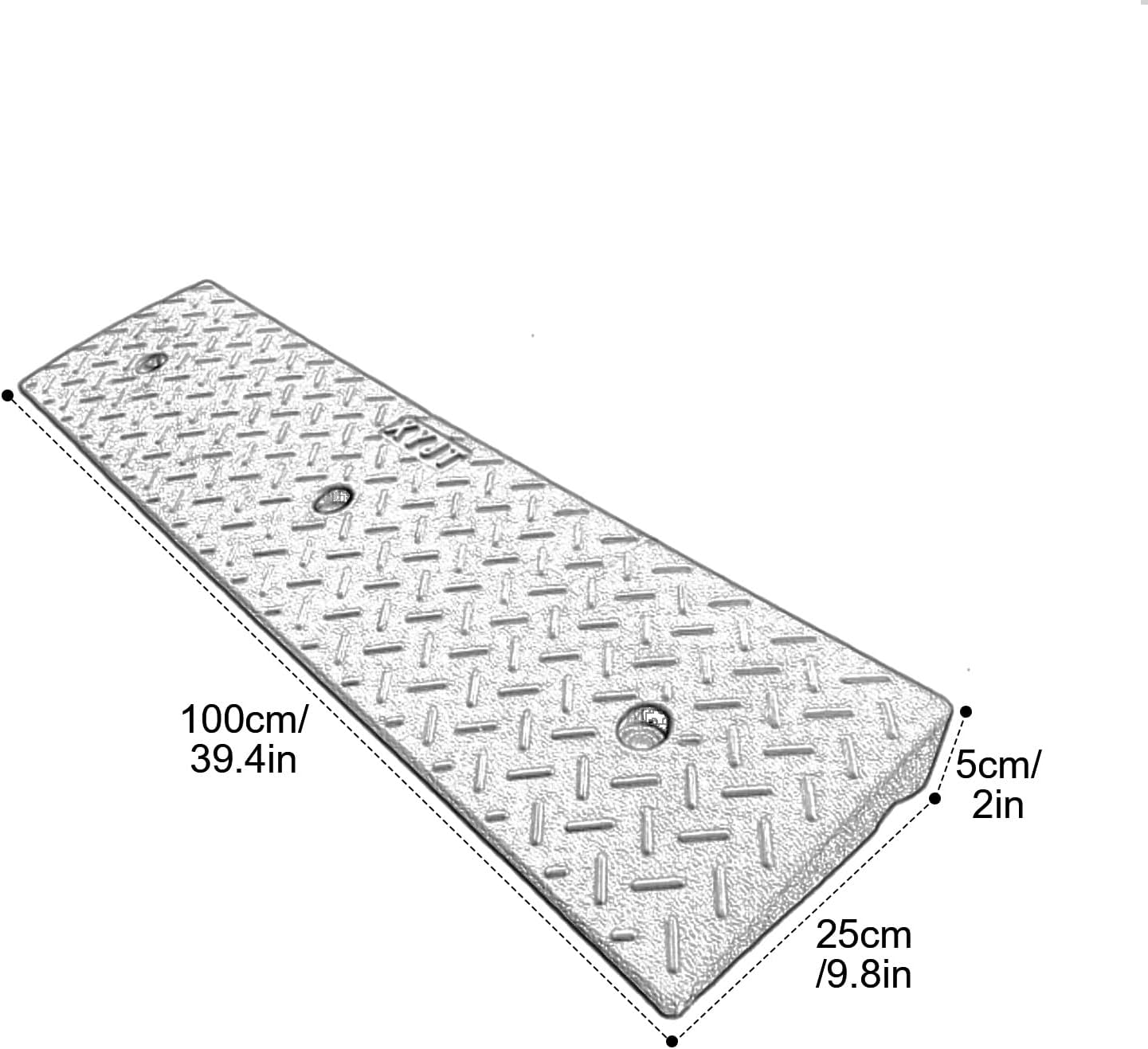 Rubber Curb Ramps for Driveway, Threshold Ramps for Doorways, 3t/6613lb, Non-Slip, for Wheelchairs, Cars, Sidewalks(9.8x2in)