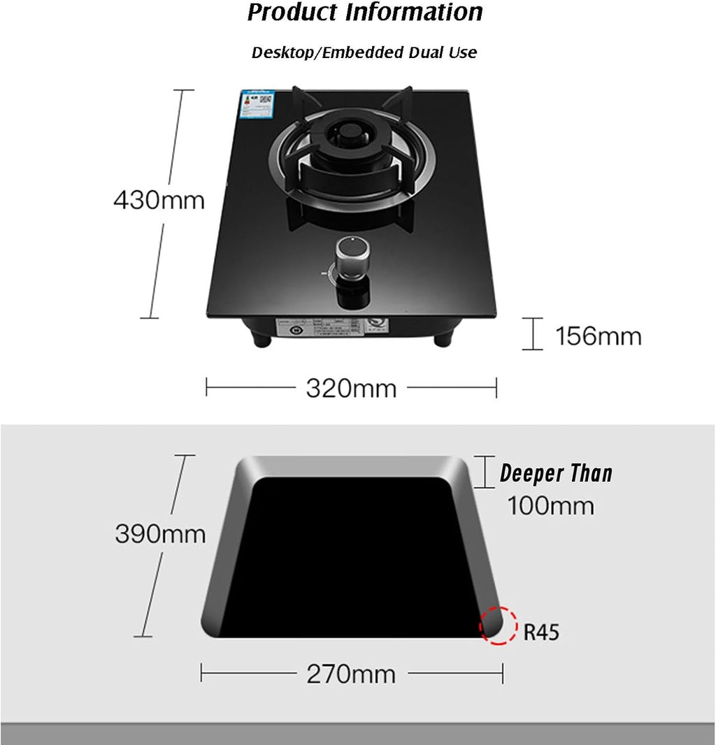 Portable Gas Stove,Single Burner Propane Stove,Max 17060BTU with Pulse Electronic Ignition Tempered Glass Suitable for Apartments Kitchens and More (Color : NG)