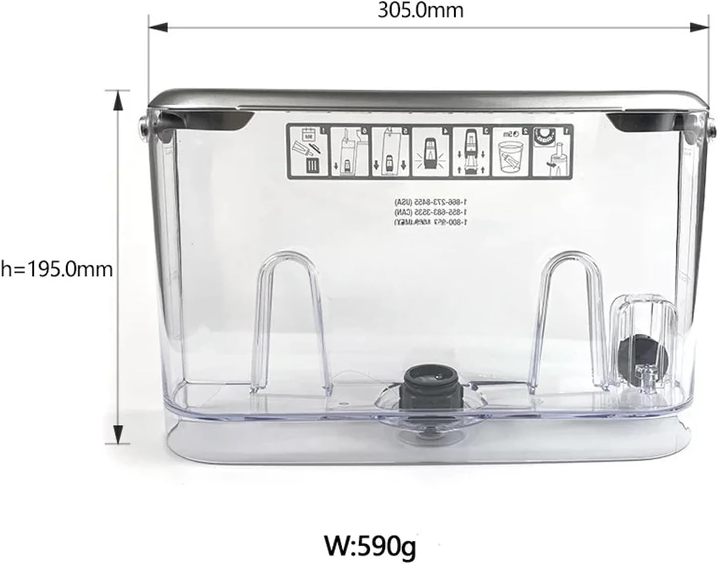 Water Tank ，Compatible For Breville Semi-automatic Coffee Machine 870/878/SAGE, Etc(878)