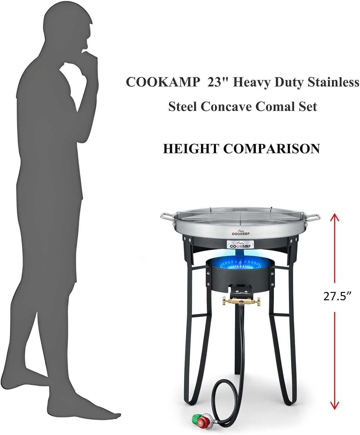 COOKAMP Propane Burner for Outdoor Cooking (Concave Comal Set)