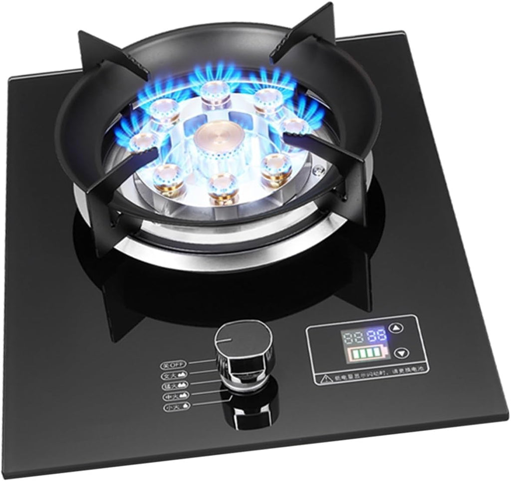 5.2KW Gas Stove,Single Burner,Kitchen Counter Top Stove,Tempered Glass Cast Iron Pot Rack,with Flameout Protection,for Home Kitchen Motor Home Camp(LPG)
