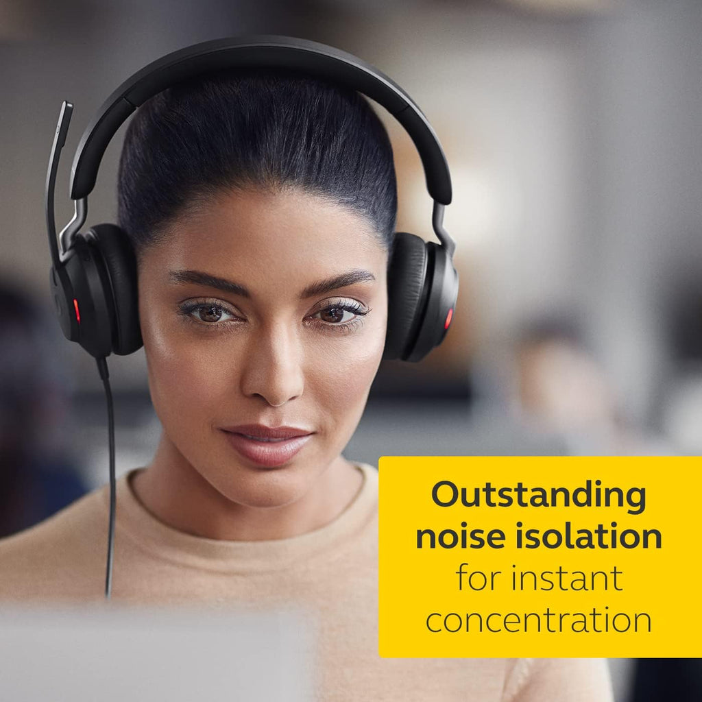 Jabra Evolve2 40 SE Wired Stereo Noise-Cancelling Headset - Features 3-Microphone Call Technology and USB-A Cable - MS Teams Certified, Works with All Other Platforms - Black