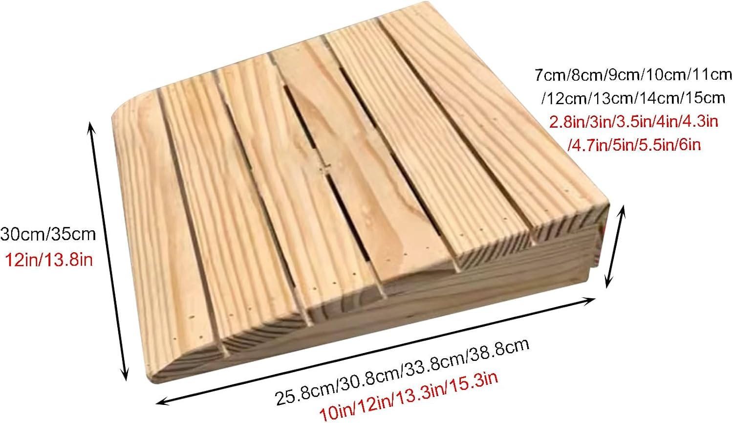 Solid Wood Curb Ramps, 7-15 cm Rise Portable Non-Slip Threshold Ramps for Garage, Patio Door Shed, Loading Dock, Driveway Wheelchair Sidewalk (Size : 35x38.8x14cm/13.8x15.3x5.5in)